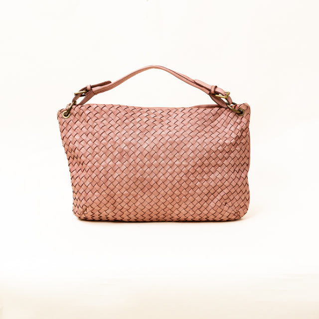 Zeroassoluto - Borsa a mano in pelle intrecciata - cipria