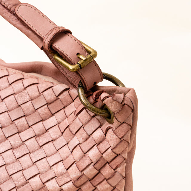 Zeroassoluto - Borsa a mano in pelle intrecciata - cipria