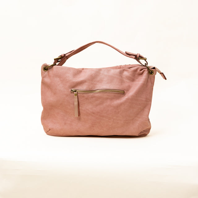 Zeroassoluto - Borsa a mano in pelle intrecciata - cipria
