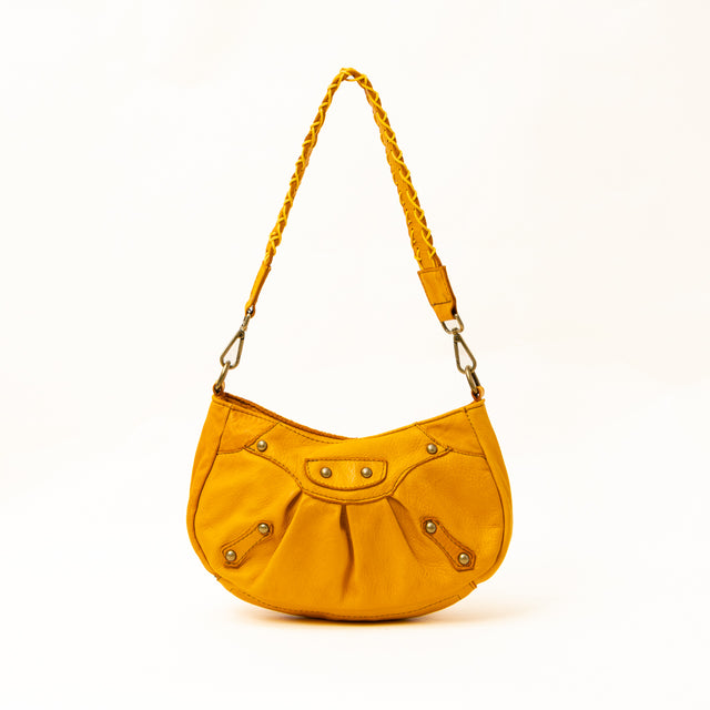 Zeroassoluto - Borsa a spalla con borchie - Senape