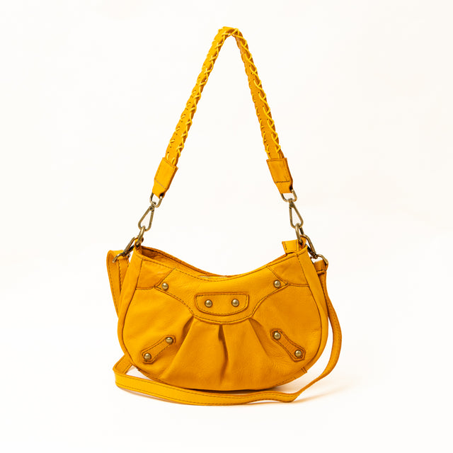 Zeroassoluto - Borsa a spalla con borchie - Senape