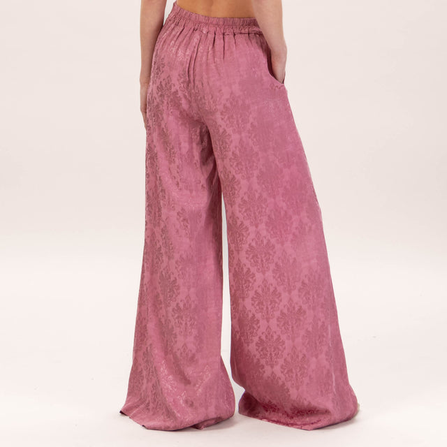 Zeroassoluto-Pantalone damascato palazzo - rose