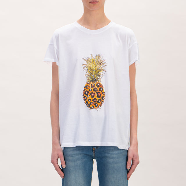 Tensione in-T-shirt ananas con dettaglio - bianco