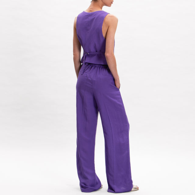 Tensione-Completo gilet+ pantalone misto lino - purple