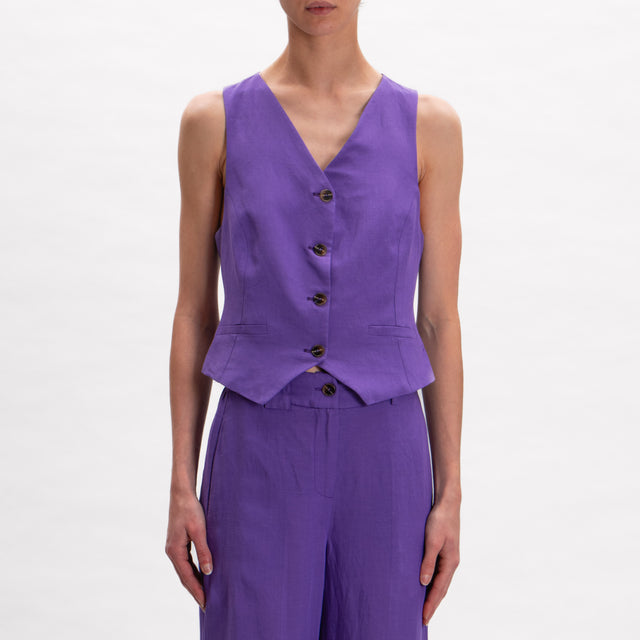 Tensione-Completo gilet+ pantalone misto lino - purple