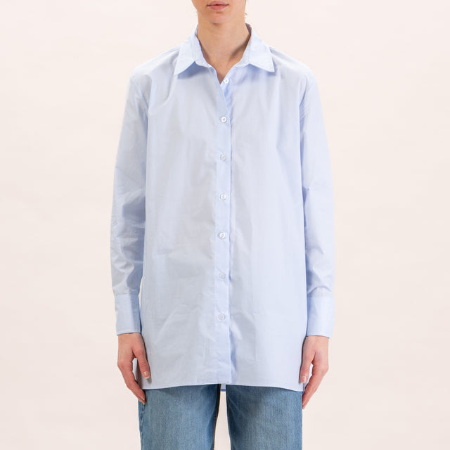 Zeroassoluto-Camicia oversize in cotone - celeste