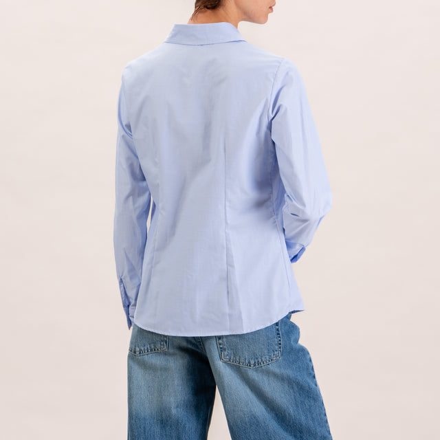 Zeroassoluto-Camicia slim fit - righe fine bianco/celeste