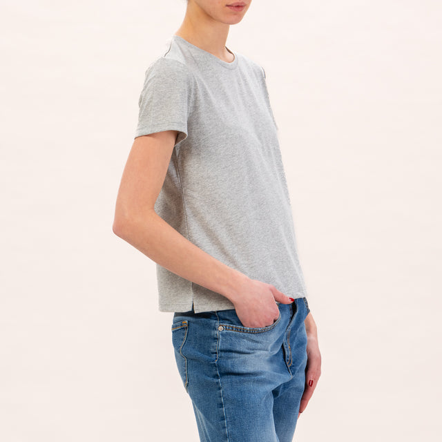 Zeroassoluto-T-shirt mezza manica spacchi laterali - grigio melange