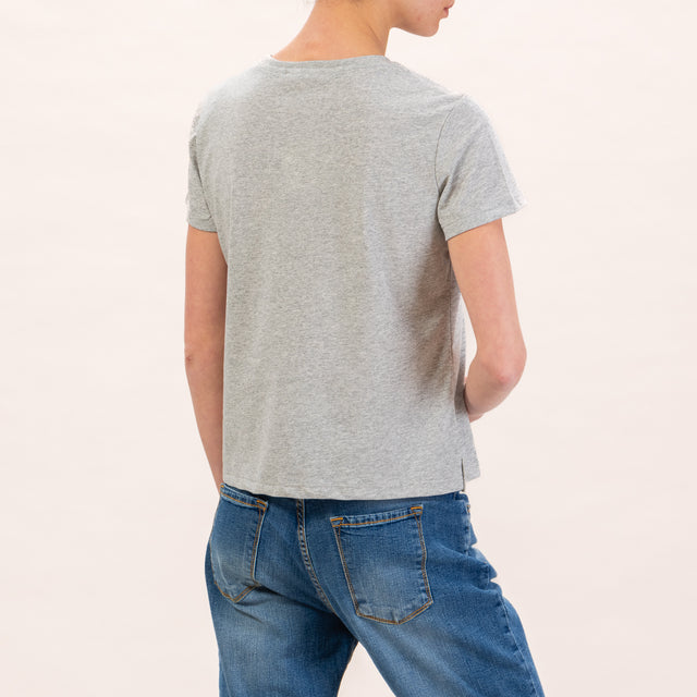 Zeroassoluto-T-shirt mezza manica spacchi laterali - grigio melange
