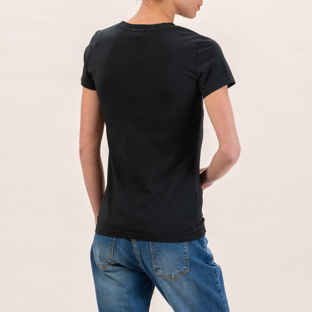 Zeroassoluto-T-shirt slimfit mezza manica - nero