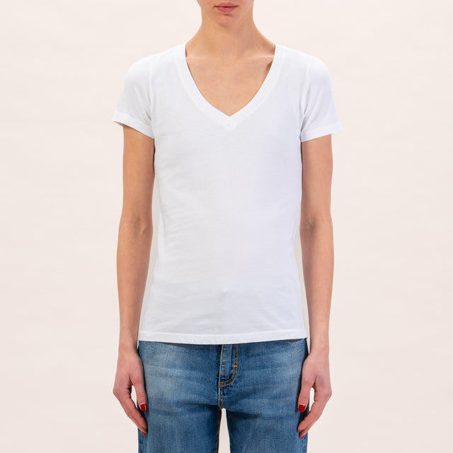 Zeroassoluto-T-shirt slimfit scollo v - bianco