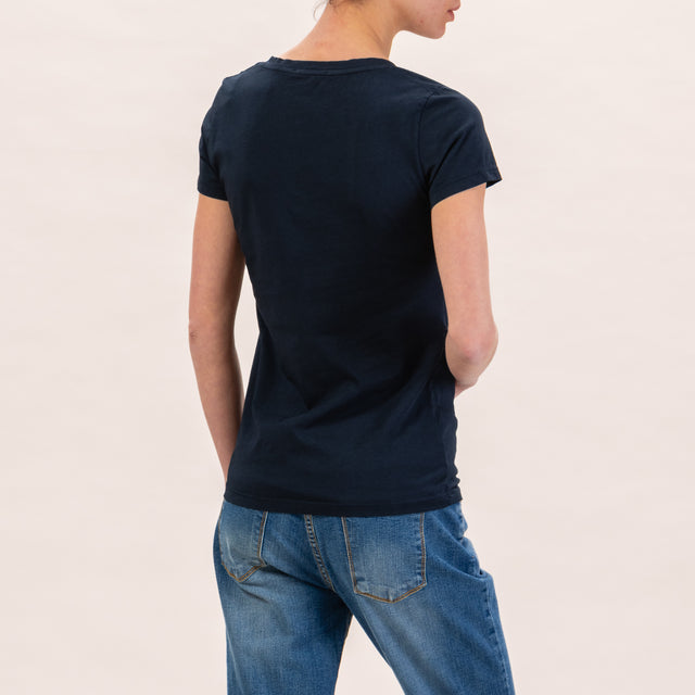 Zeroassoluto-T-shirt slimfit scollo v - blu