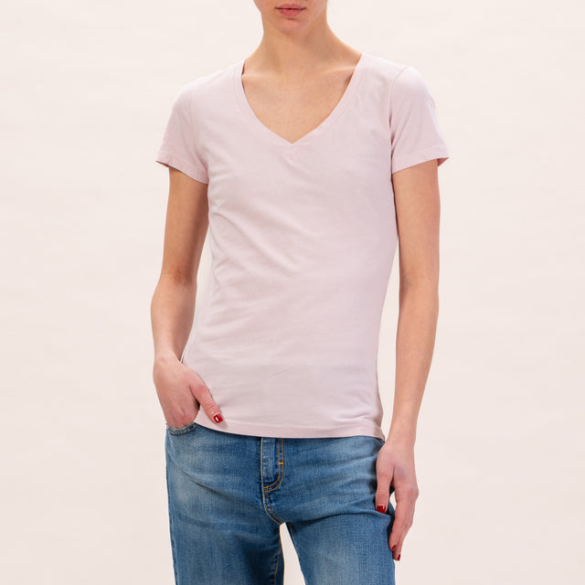 Zeroassoluto-T-shirt slimfit scollo v - rosa