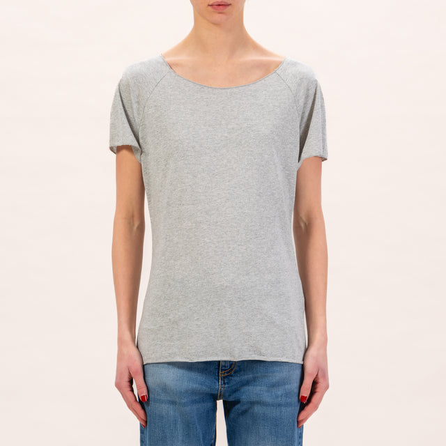 Zeroassoluto-T-shirt taglio vivo - grigio melange