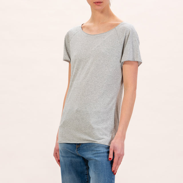 Zeroassoluto-T-shirt taglio vivo - grigio melange