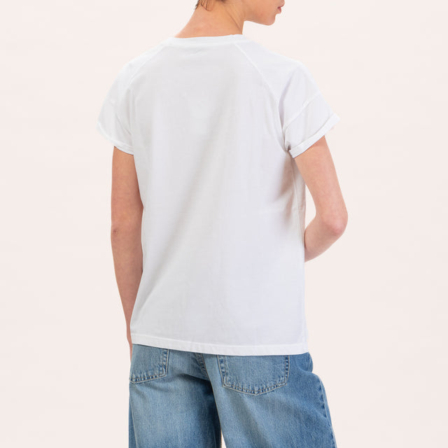 Zeroassoluto-T-shirt regular fit dettaglio strass - bianco