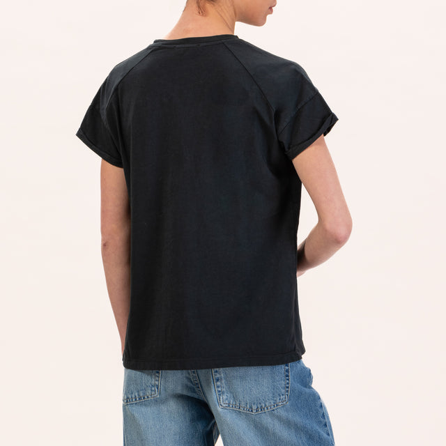 Zeroassoluto-T-shirt regular fit dettaglio strass - nero
