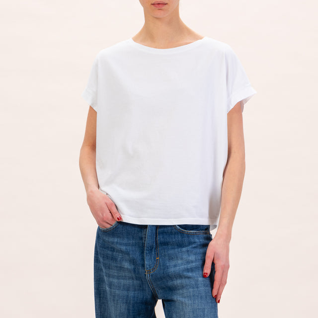 Zeroassoluto-T-shirt scatola manica scesa - bianco