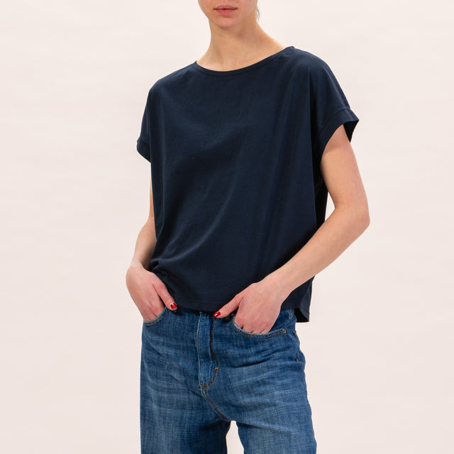 Zeroassoluto-T-shirt scatola manica scesa - blu