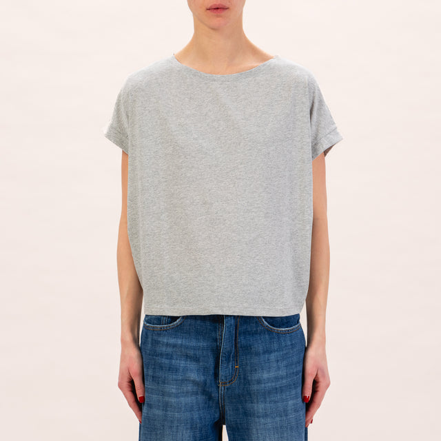 Zeroassoluto-T-shirt scatola manica scesa - grigio melange
