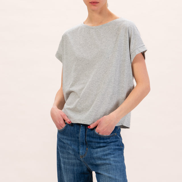 Zeroassoluto-T-shirt scatola manica scesa - grigio melange