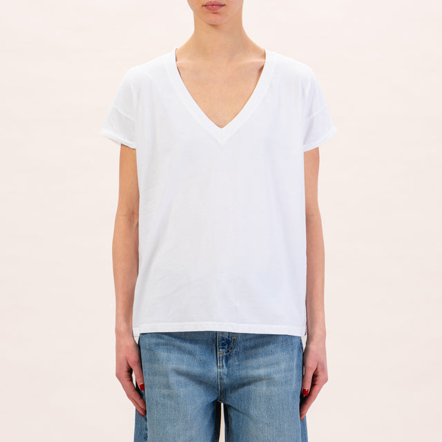 Zeroassoluto-T-shirt scollo v regular fit - bianco