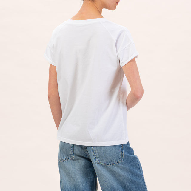 Zeroassoluto-T-shirt scollo v regular fit - bianco
