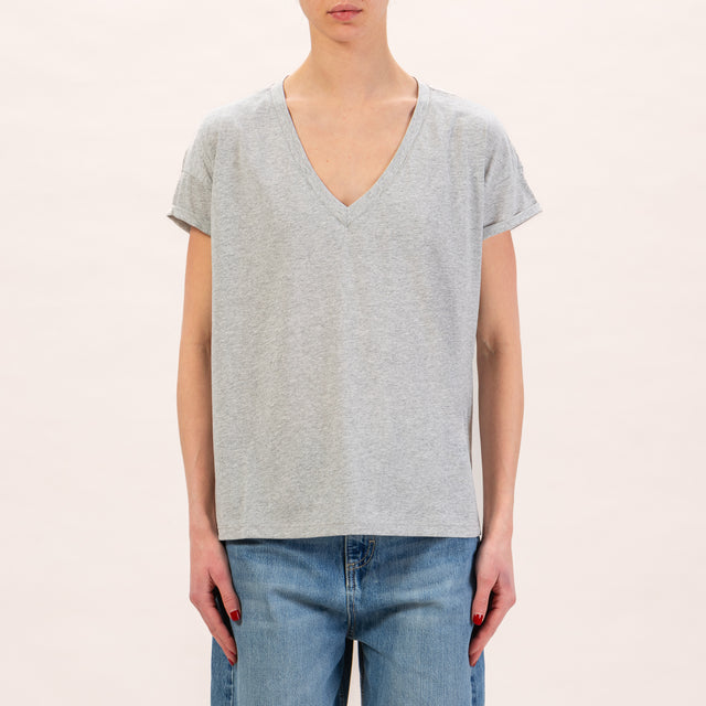 Zeroassoluto-T-shirt scollo v regular fit - grigio melange