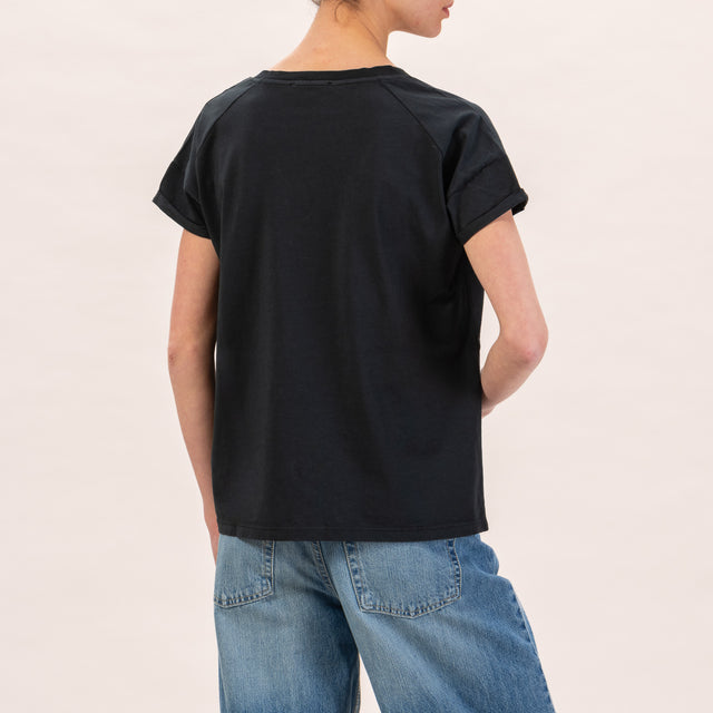 Zeroassoluto-T-shirt scollo v regular fit - nero