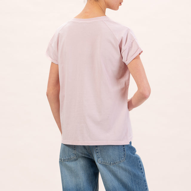 Zeroassoluto-T-shirt scollo v regular fit - rosa