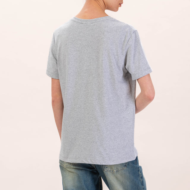 Motel-T-shirt con spilla - grigio