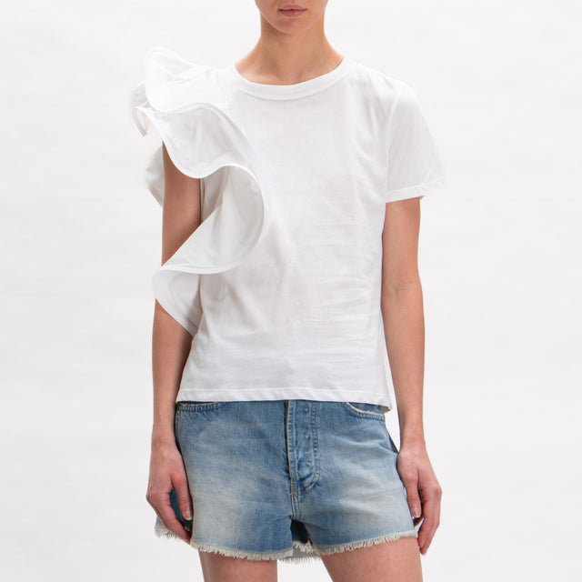 Tensione in-T-shirts con rouches laterale - bianco