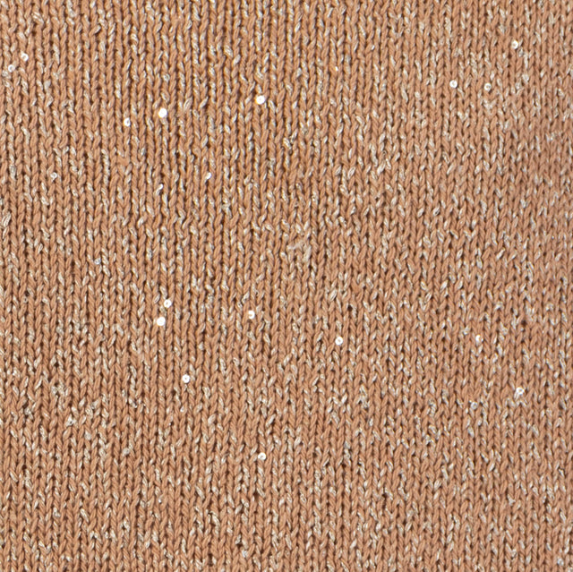 Kontatto-Maglia smanicata paillettes con spilla - sabbia