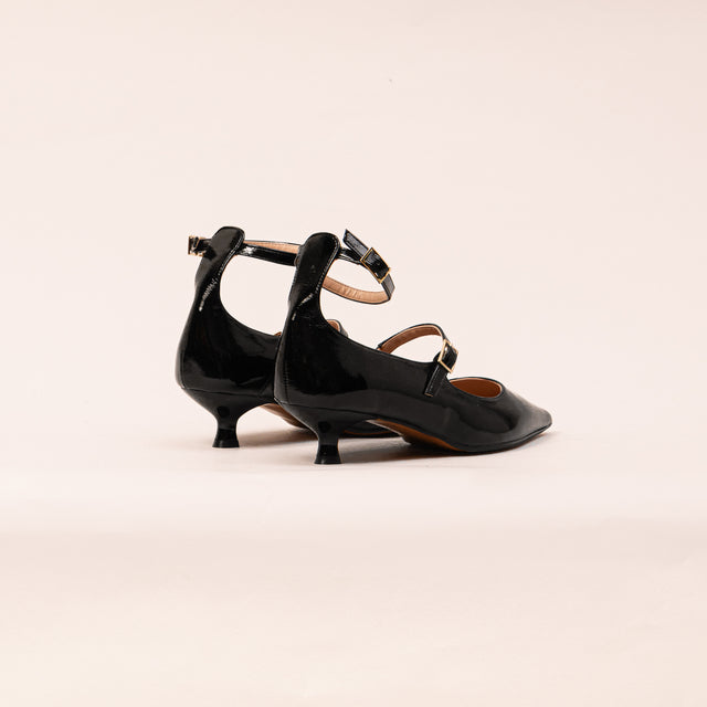 Divine follie-Ballerina con tacco doppio cinturino - nero