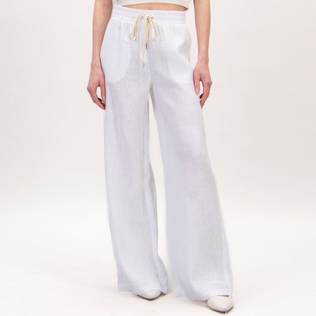 Tensione in-Pantalone elastico in lino - bianco