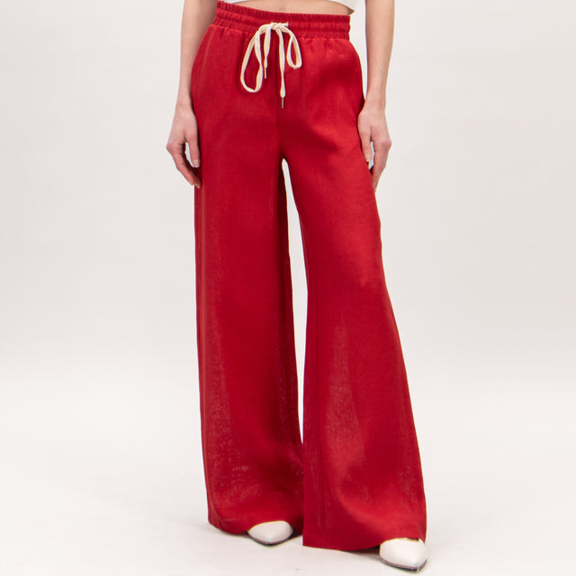 Tensione in-Pantalone elastico in lino - rosso