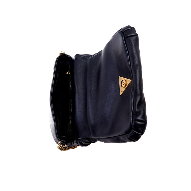 Vicolo-Bubble Shoulder Bag in Fluffly Leather - Black