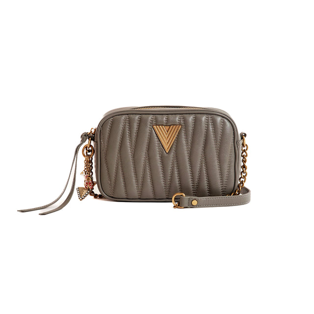 Vicolo-SOHO Quilted Leather Shoulder Bag - Grey