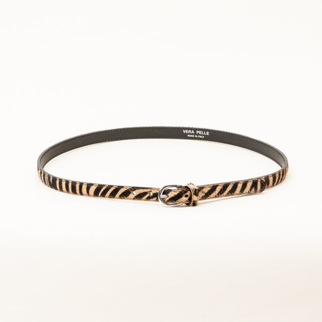 Zeroassoluto - Cintura fina cavallino zebrato - beige/nero