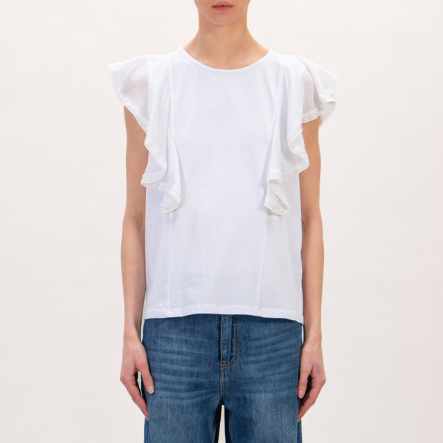 Kontatto-T-shirt manica rouches - Bianco