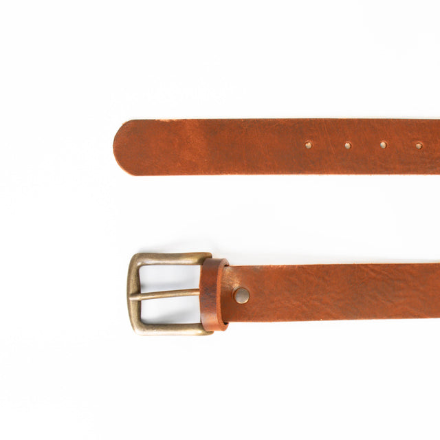 Zeroassoluto-Cintura pelle con fibbia bronzo - cuoio
