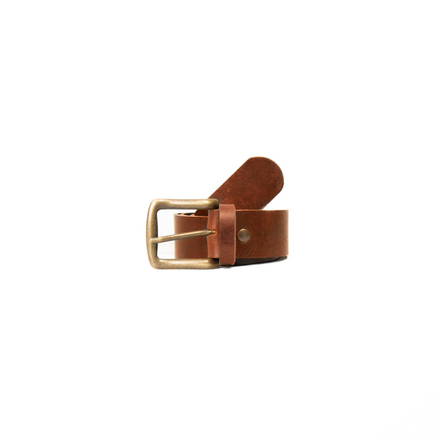 Zeroassoluto-Cintura pelle con fibbia bronzo - tabacco