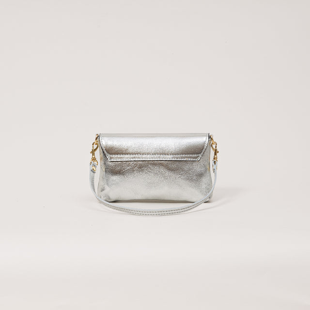 W by white mood-Genuine leather clutch bag - silver laminate