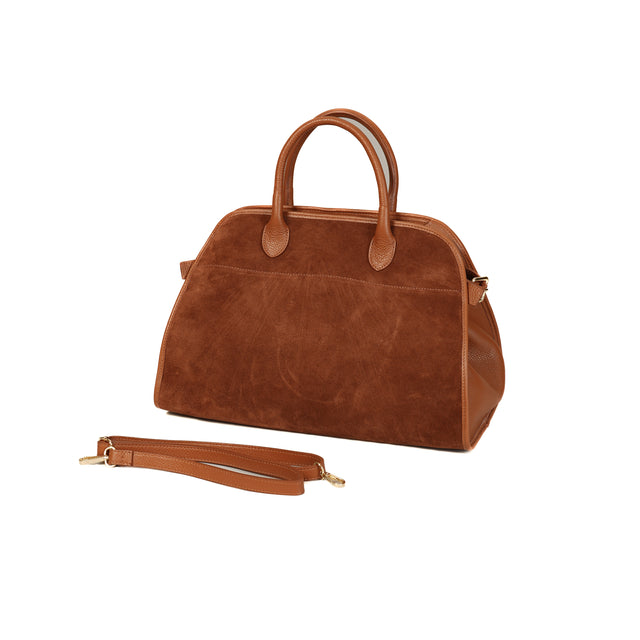 W by Whitemood-Maxi bag genuine leather scamosciata - cuoio