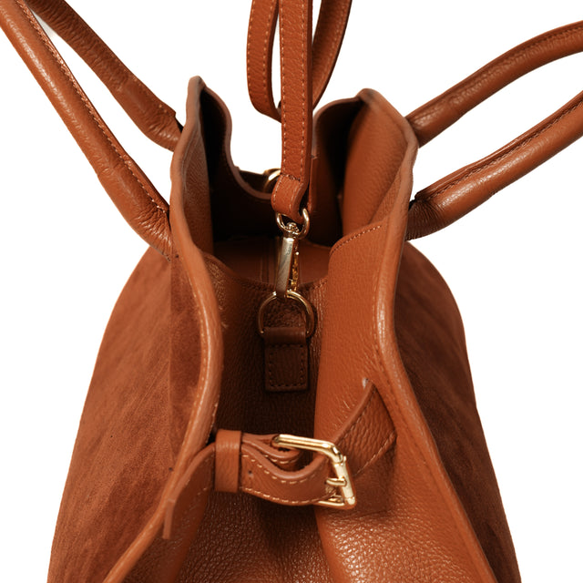 W by Whitemood-Maxi bag genuine leather scamosciata - cuoio