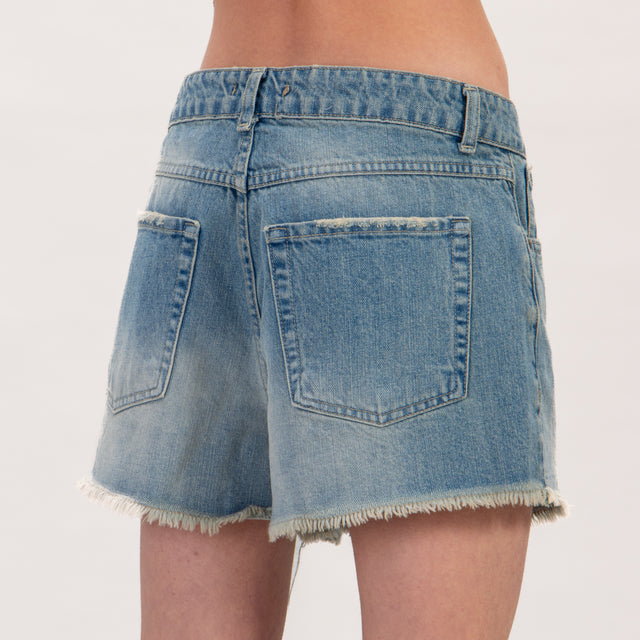 Zeroassoluto-Shorts BUD jeans sfrangiato - denim