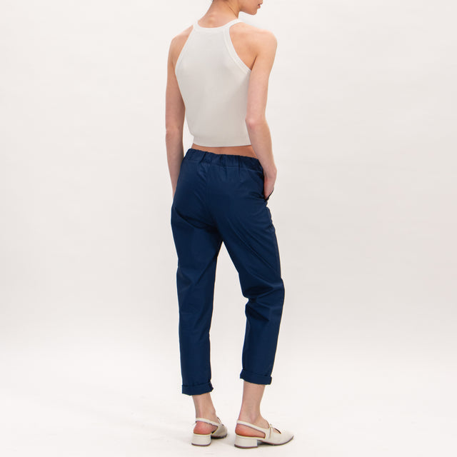 Souvenir-Pantalone popeline elastico dietro - blu