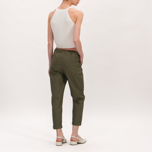 Souvenir-Pantalone popeline elastico dietro - militare