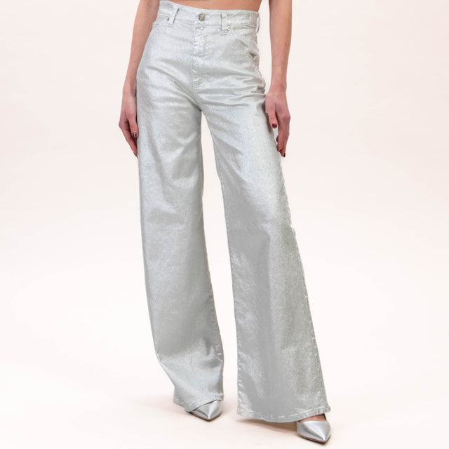 Vicolo-Jeans LEXIE wide leg elasticizzato laminato - argento