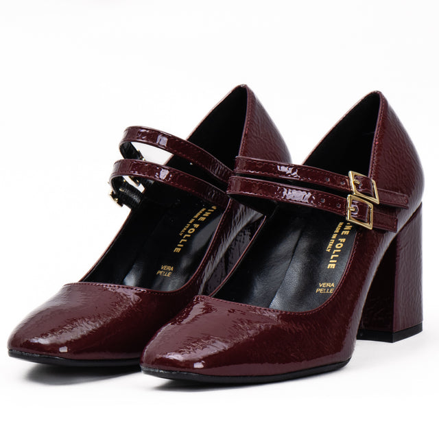 Divine follie-Naplak pumps with wide heel - Bordeaux